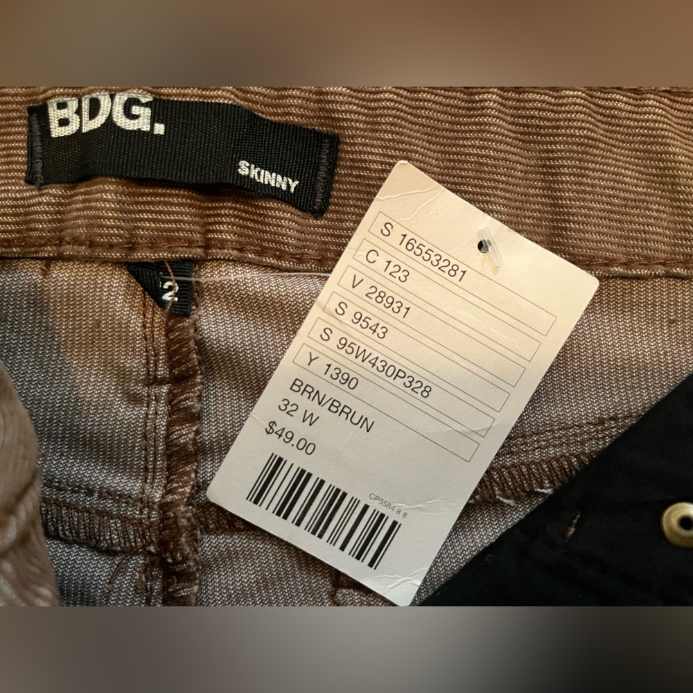 BDG Tan Straight Leg Jeans with Corduroy Texture - Picture 3 of 4